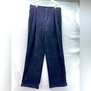 Jos. A Bank Men’s Black Corduroy pleated Front Pants Rolled Cuff Size 36x30